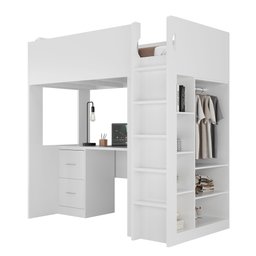 Cama com Armário 2 Portas e 4 Nichos 1 Mesa Escritório com 2 Gavetas - 2