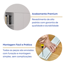 Beliche com Armário 2 Portas 4 Nichos 1 Mesa de Apoio 1 Gaveta 8299 Branco - 6 Beliche com Armário 2 Portas 4 Nichos 1 Mesa de Apoio 1 Gaveta 8299 Branco - 6