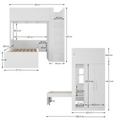Beliche com Armário 2 Portas 4 Nichos 1 Mesa de Apoio 1 Gaveta 8299 Branco - 3 Beliche com Armário 2 Portas 4 Nichos 1 Mesa de Apoio 1 Gaveta 8299 Branco - 3