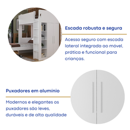 Beliche com Armário 2 Portas 4 Nichos 1 Mesa de Apoio 1 Gaveta 8299  - 5