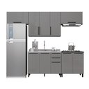 Ver imagem 3 de Cozinha Modulada Completa 5 Peças 280cm 9 Portas 3 Gavetas sem Tampo Mônaco Cinza Chumbo/Titânio