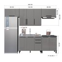 Ver imagem 4 de Cozinha Modulada Completa 5 Peças 280cm 9 Portas 3 Gavetas sem Tampo Mônaco Cinza Chumbo/Titânio
