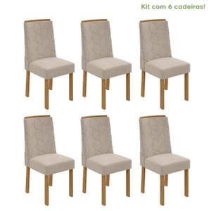 Kit com 6 Cadeiras para Sala de Jantar Estofadas Astrid