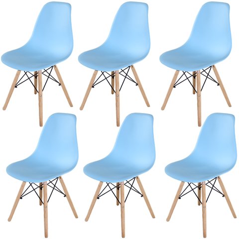 Kit 6 Cadeiras Eames Eifell 130pp Cor:azul Azul