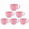 Conjunto 6 Xicaras de Porcelana Prisma Café Chá 200ml - Kit 06 Leite Colorida Caneca - Panami:rosa - 1