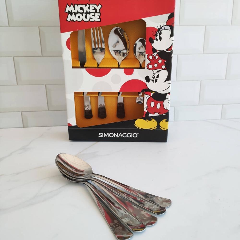 Jogo de Talheres do Mickey e Minnie Conjunto Faqueiro Disney Inox Garfo Faca Colher Simonaggio - 8