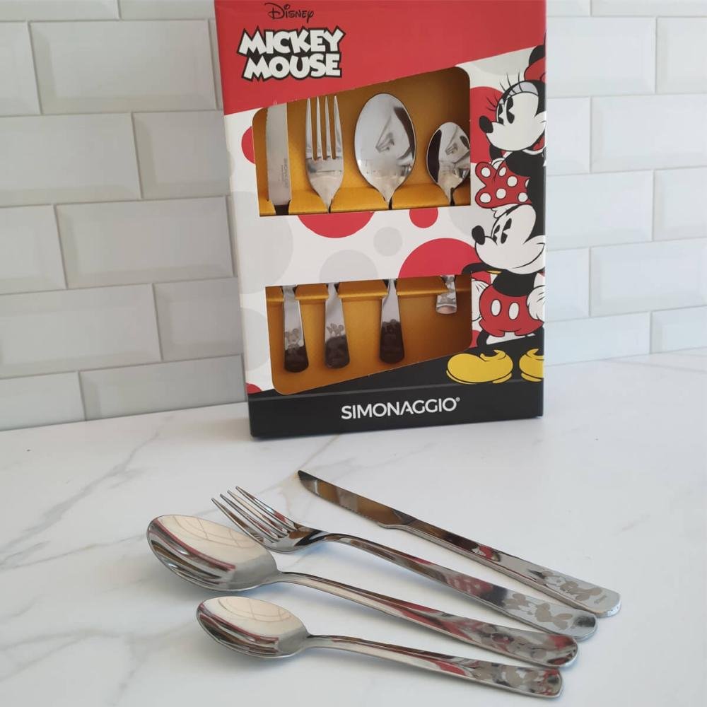 Jogo de Talheres do Mickey e Minnie Conjunto Faqueiro Disney Inox Garfo Faca Colher Simonaggio - 2