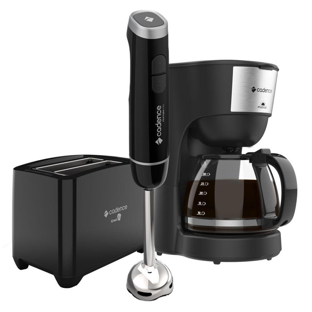 Kit Trio Black Cadence - Cafeteira - Mixer Inox - Torradeira - 127v - 1