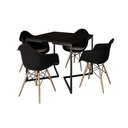 Ver imagem 6 de Mesa Jantar Industrial Quadrada Preta 90cm Base V Ferro Preto com 4 Poltronas Pretas Ma Marrom