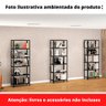 Estante em Aço Preto Multiuso Home Office 70 cm com 6 Prateleiras em MDF Cor Vanila - 3