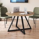 Ver imagem 1 de Mesa Reunião Redonda 110cm Home Office Nogal Sevilha/preto 25916