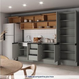 Cozinha Modulada 8 Peças 5 Aéreos 2 Balcões 1 Paneleiro Nara CabeCasa MadeiraMadeira - 6
