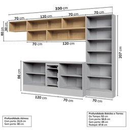 Cozinha Modulada 8 Peças 5 Aéreos 2 Balcões 1 Paneleiro Nara CabeCasa MadeiraMadeira - 5