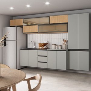 Cozinha Modulada 8 Peças 5 Aéreos 2 Balcões 1 Paneleiro Nara Cabecasa Madeiramadeira