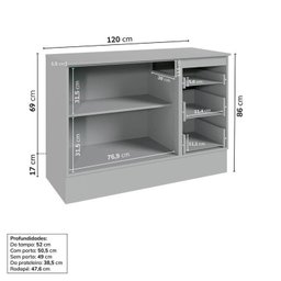 Cozinha Modulada 8 Peças 5 Aéreos 2 Balcões 1 Paneleiro Nara CabeCasa MadeiraMadeira - 12