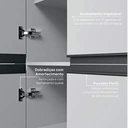 Cozinha Modulada 8 Peças 5 Aéreos 2 Balcões 1 Paneleiro Nara CabeCasa MadeiraMadeira - 19