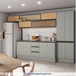 Cozinha Modulada 8 Peças 5 Aéreos 2 Balcões 1 Paneleiro Nara CabeCasa MadeiraMadeira - 3