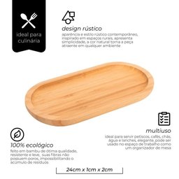 Bandeja Oval em Bambu Ecokitchen 24x11,6cm Mimo Style - 3