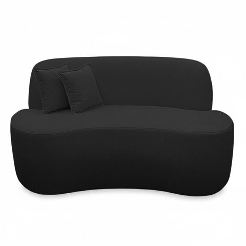 Sofá Ondulado Orgânico Pequeno 2 Lugares Sala Bouclé:bouclé Preto