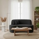 Ver imagem 3 de Sofá Ondulado Orgânico Pequeno 2 Lugares Sala Bouclé:bouclé Preto