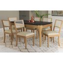 Ver imagem 1 de Mesa Cozinha Mira Premium Madeira Maciça C/ Tampo Madeirado C/ Vidro 160x90cm e 6 Cadeiras Lola