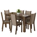 Ver imagem 2 de Conjunto Sala de Jantar Mesa Tampo de Vidro 6 Cadeiras Rustic/crema/bege Marrom Heloísa Madesa