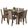 Conjunto Sala de Jantar Mesa Tampo de Vidro 6 Cadeiras Rustic/crema/bege Marrom Heloísa Madesa - 2