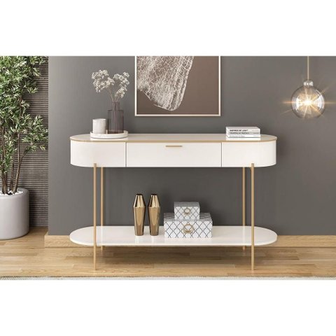 Aparador de Sala Jantar Caren C/ 1 Gaveta Off White/off White - Dj Móveis
