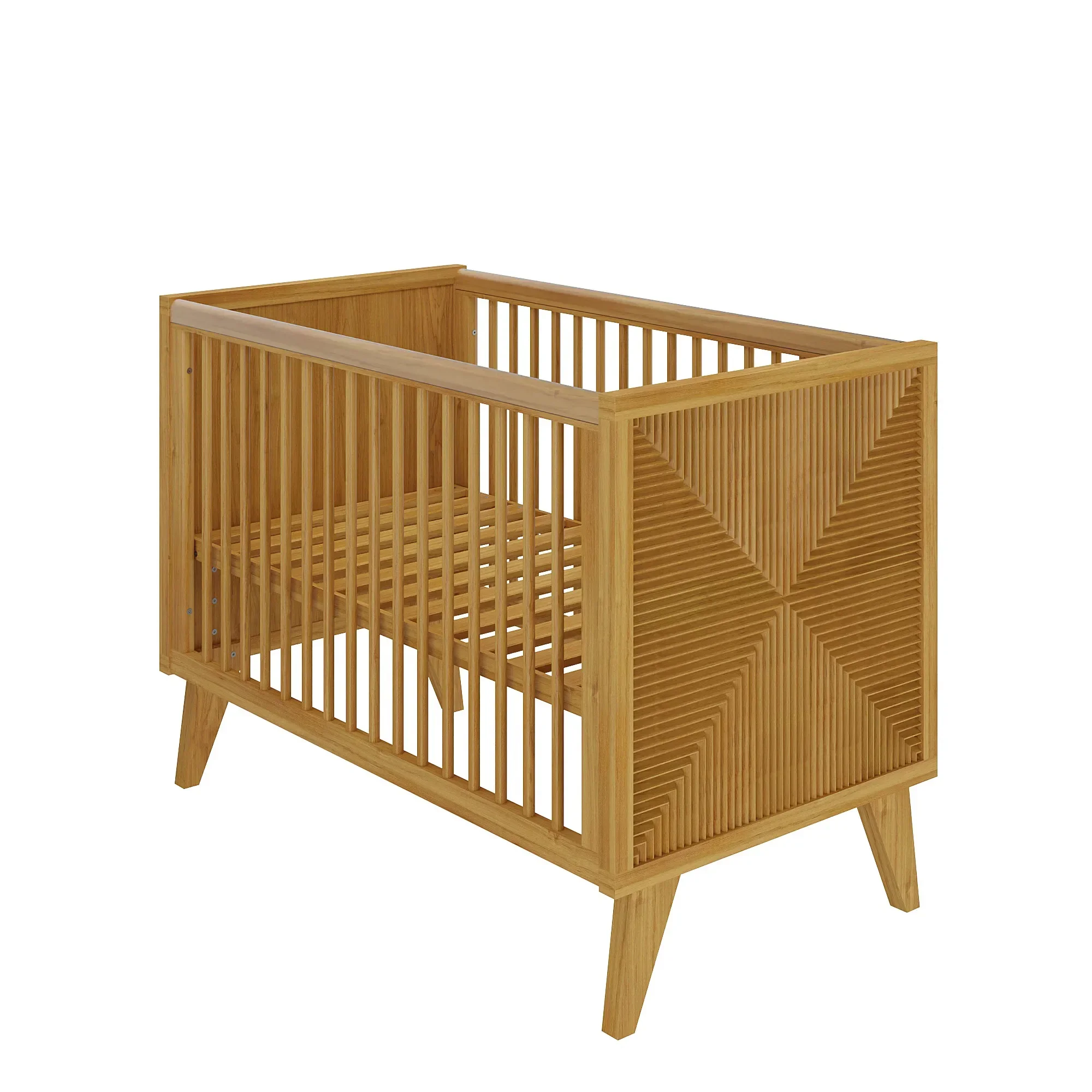 Berço Zig | Americano 2 em 1 | Detalhes em Madeira | Branco:com/madeira-natural-mel - 15