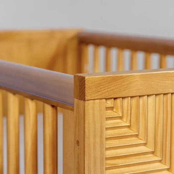 Berço Zig | Americano 2 em 1 | Detalhes em Madeira | Branco:com/madeira-natural-mel - 6