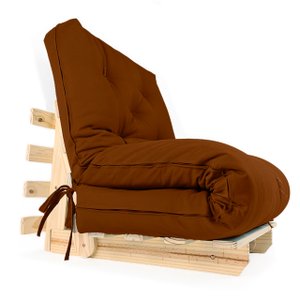 Sofa Cama Solteiro Futon Dobrável Caramelo