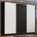 Ver imagem 1 de Guarda Roupa Casal 100% Mdf Madesa Zurique 3 Portas de Correr - Preto/branco/preto