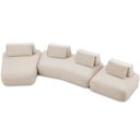 Ver imagem 1 de Sofá 6 Lugares com Chaise para Sala de Estar Living 435cm Shape T03 Veludo Bege - Lyam Decor