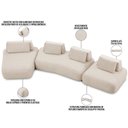 Ver imagem 3 de Sofá 6 Lugares com Chaise para Sala de Estar Living 435cm Shape T03 Veludo Bege - Lyam Decor