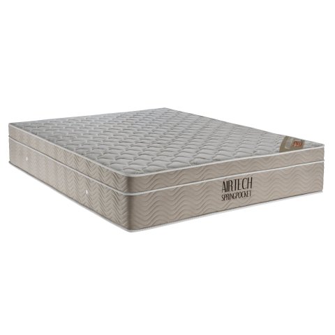 Colchão Casal Ortobom Airtech Spring Pocket 138x188x35cm Bege/Branco