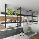 Ver imagem 1 de Prateleira Industrial Suspensa para Cozinha - MDF e Nicho Decorativo