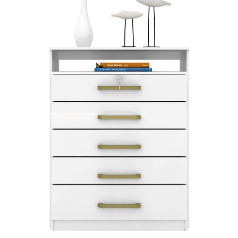 Cômoda Urban 5 Gavetas Branco para Quarto