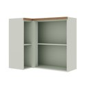 Ver imagem 2 de Armário Aéreo de Canto 93cm para Cozinha Modulada Nichos Mdf Cor:mint com Ébano