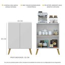 Ver imagem 4 de Aparador Buffet 2 Portas Retrô Veneza Multimóveis V3609 Branco/Natural