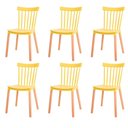 Ver imagem 1 de Kit 6 Cadeiras Windsor Ellen Midi Anm6023f Anima Office Polipropileno Amarelo Base Madeira