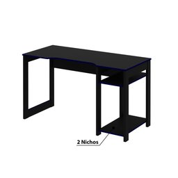 Mesa Escrivaninha Gamer com 2 Nichos - Preto/Azul - 3