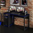 Ver imagem 1 de Mesa Escrivaninha Gamer com 2 Nichos - Preto/Azul