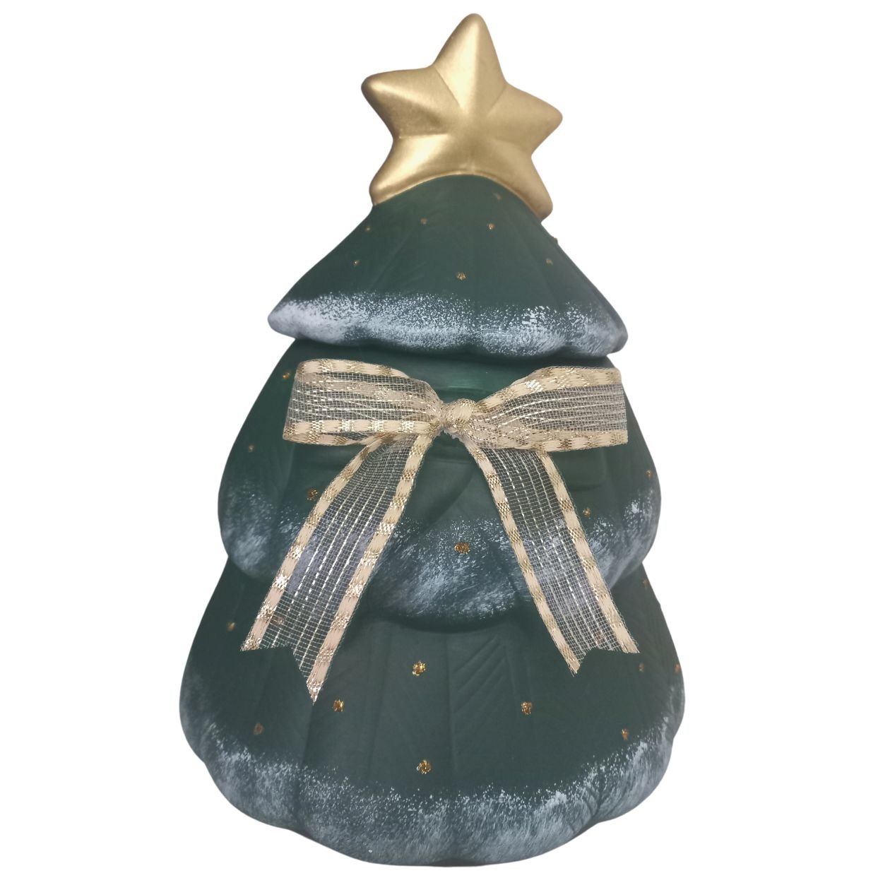 Pote Bomboniere Com Tampa Arvore Natal Cerâmica Verde Casa Dami Decor ...