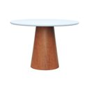 Ver imagem 1 de Mesa de Jantar Tampo em Vidro Base Cone Laminado Cinamomo Amêndoa Tampo 150 Branco-vidro Branco
