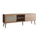 Ver imagem 2 de Rack Retrô para TV até 75 Polegadas 100% MDF 180cm 2 Gavetas Marrom