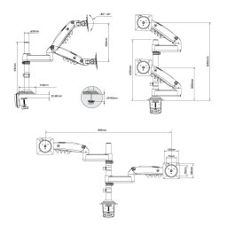 Suporte Braço Articulado 2 Monitores 17 a 34 Pistão a Gás H180 Nb - 3