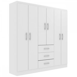 Guarda-Roupa Casal Sevilha 6 Portas 3 Gavetas Branco - Evidencia Móveis - 2
