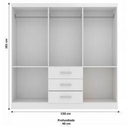 Guarda-Roupa Casal Sevilha 6 Portas 3 Gavetas Branco - Evidencia Móveis - 4