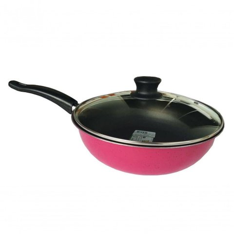 Frigideira Antiaderente com Tampa 24cm Rosa Pigmentada
