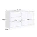 Ver imagem 3 de Balcão para Cama Estação de Trabalho 3 Gavetas Branco 142cm Completa Móveis